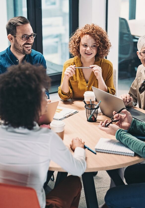 Multiracial group of business people having a meeting